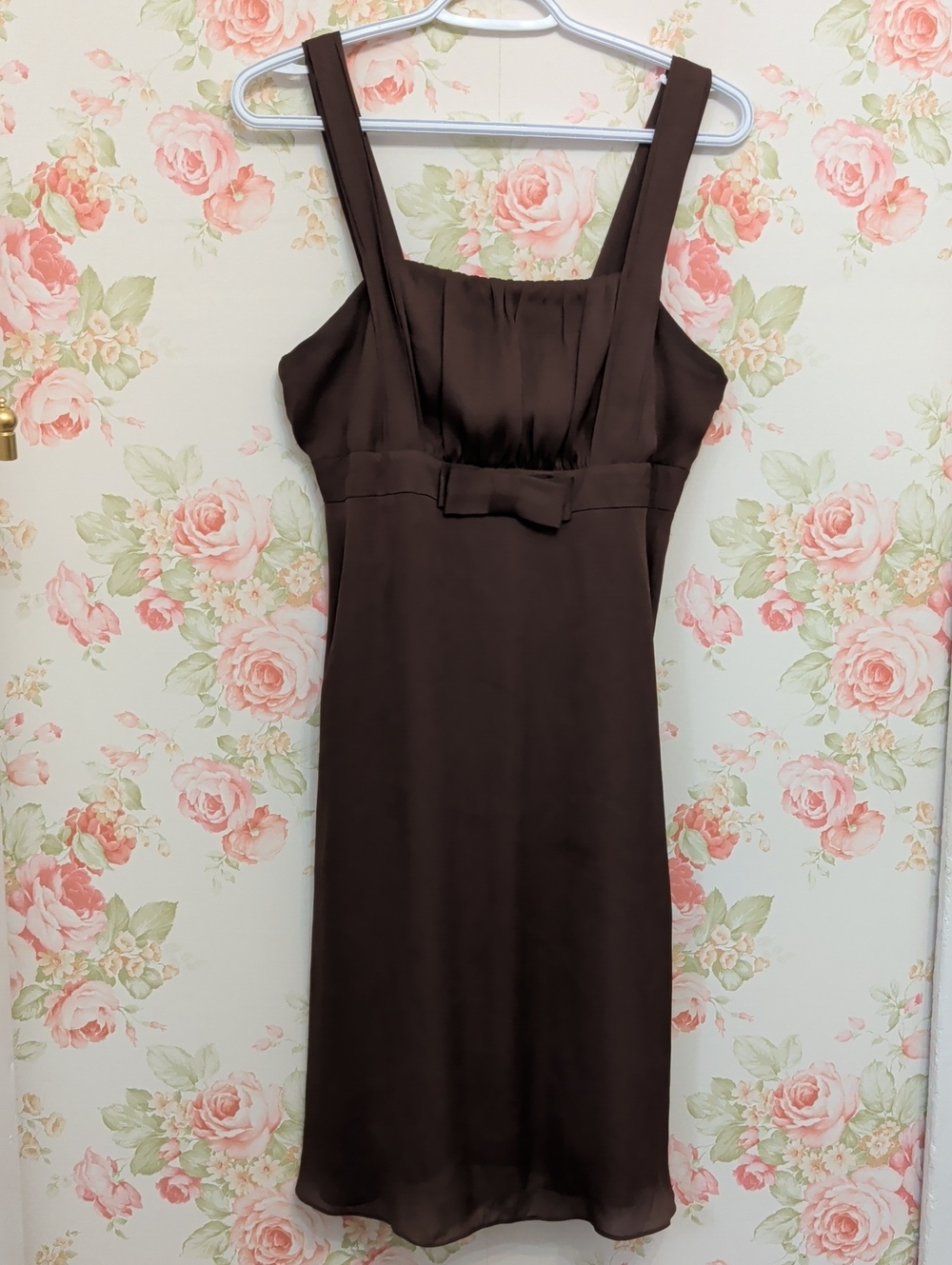 RW&CO. Chocolate Brown Sleeveless Midi Dress with Bow